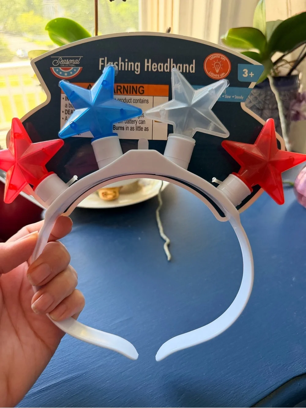 LED Star Headband - Red, White, Blue Light-Up Tiara - Set of 2